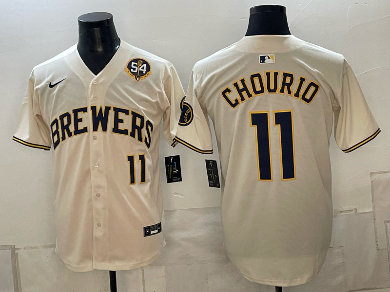 Men 2026 Milwaukee Brewers #11 Chourio cream Game Nike MLB Jersey 101203